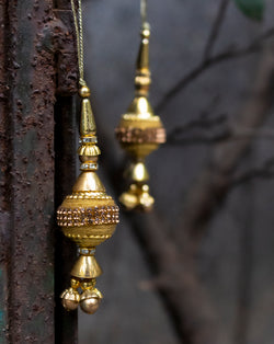 Hanging Designer tassel with ball and beads-Golden