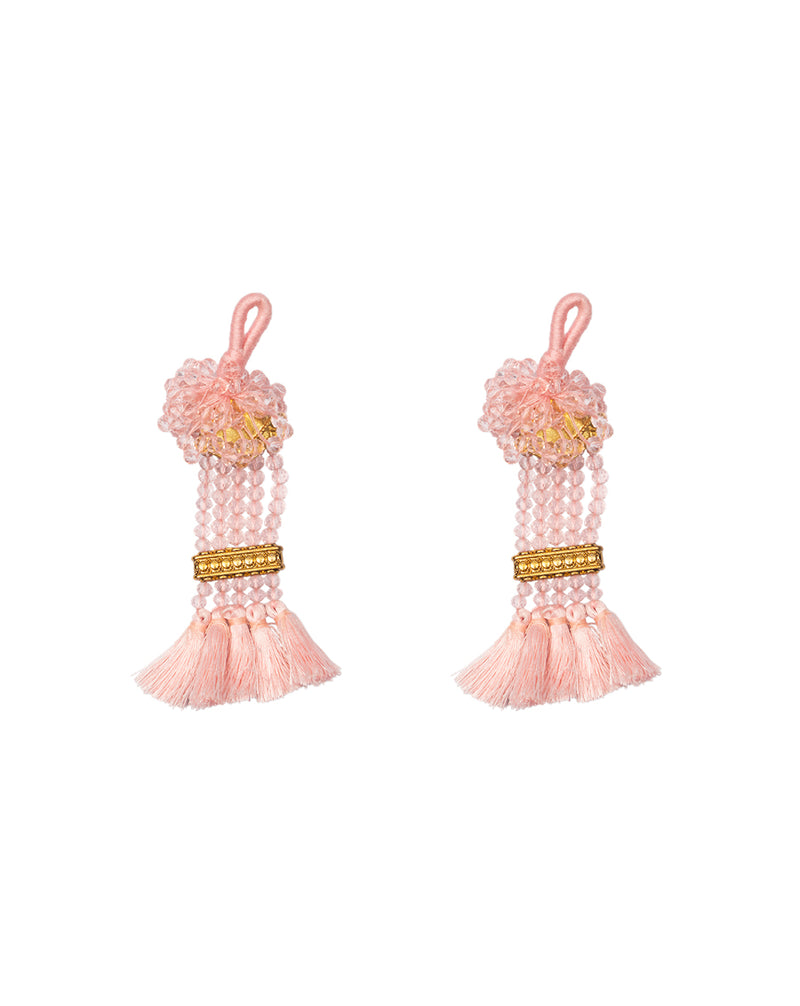 Hanging Designer thread and crystal Tassel-Light Pink
