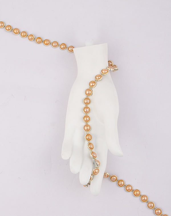 Water Gold Plated with Small Round Peach Stones Plastic Base Chain