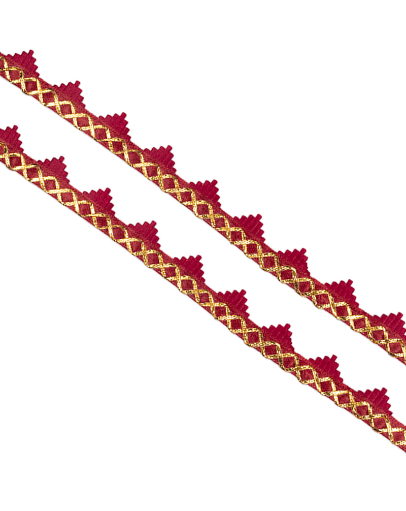 Zig Zag Scallop Embroidery Lace-Maroon