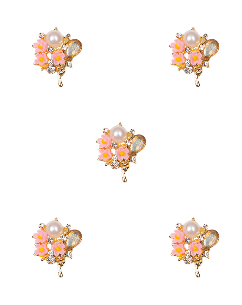 Designer Floral Metal Button-Peach