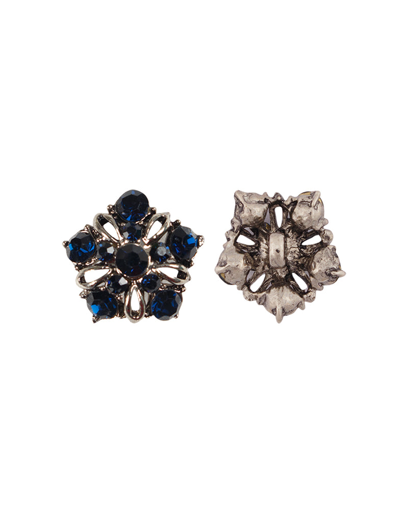 Designer metal buttons decorated with rhinestones-Dark Blue