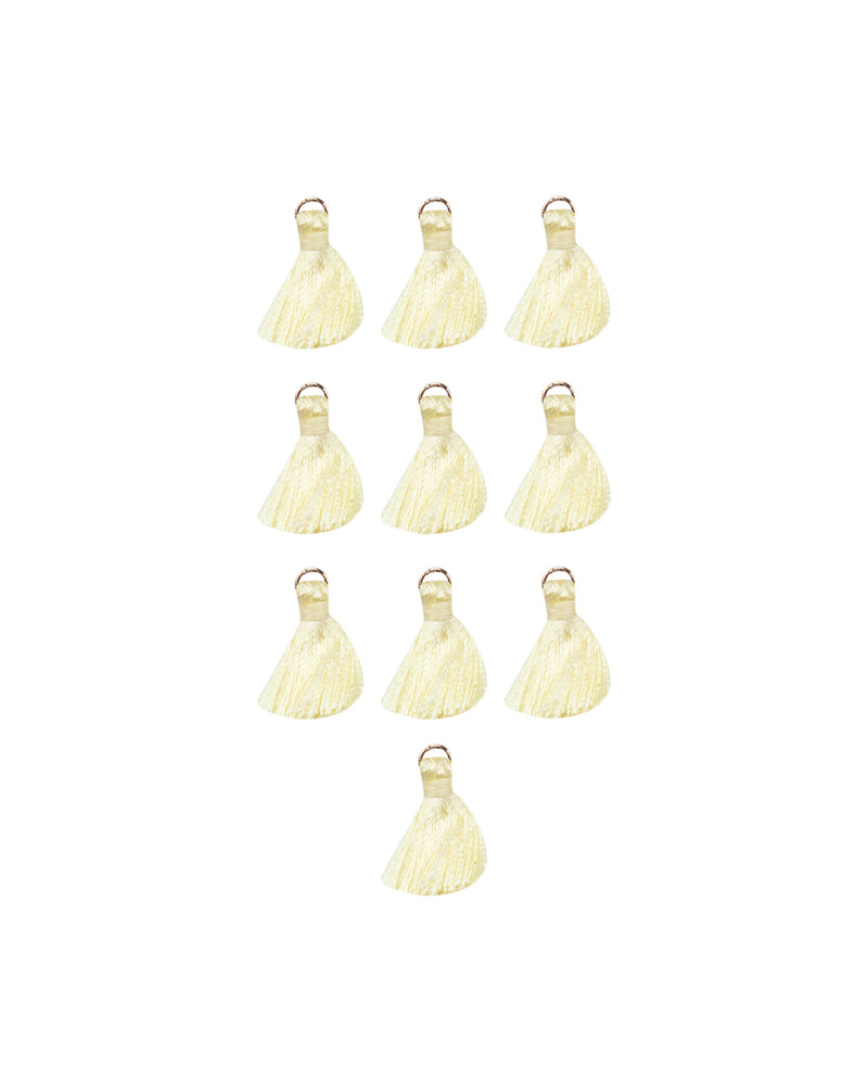 Handmade small thread tassel with rings tassel/ latkan-Cream