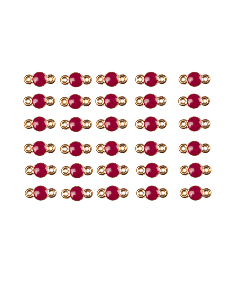 Plastic enamel fill kundan both side connector stone for embroidery, crafts and jewellery making-Dark Pink