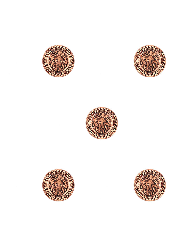 Designer Unisex metal buttons in royal lion design-Copper