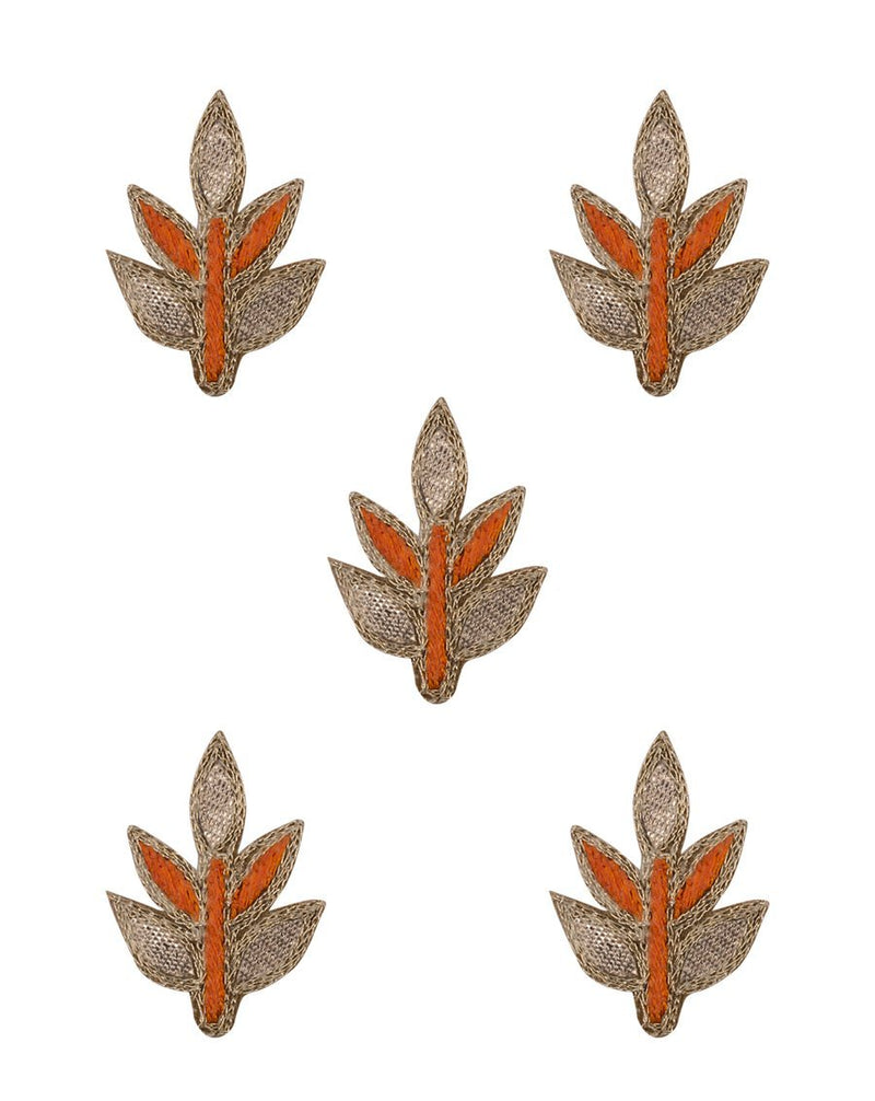 Handmade embroidery Leaf Booti-Orange