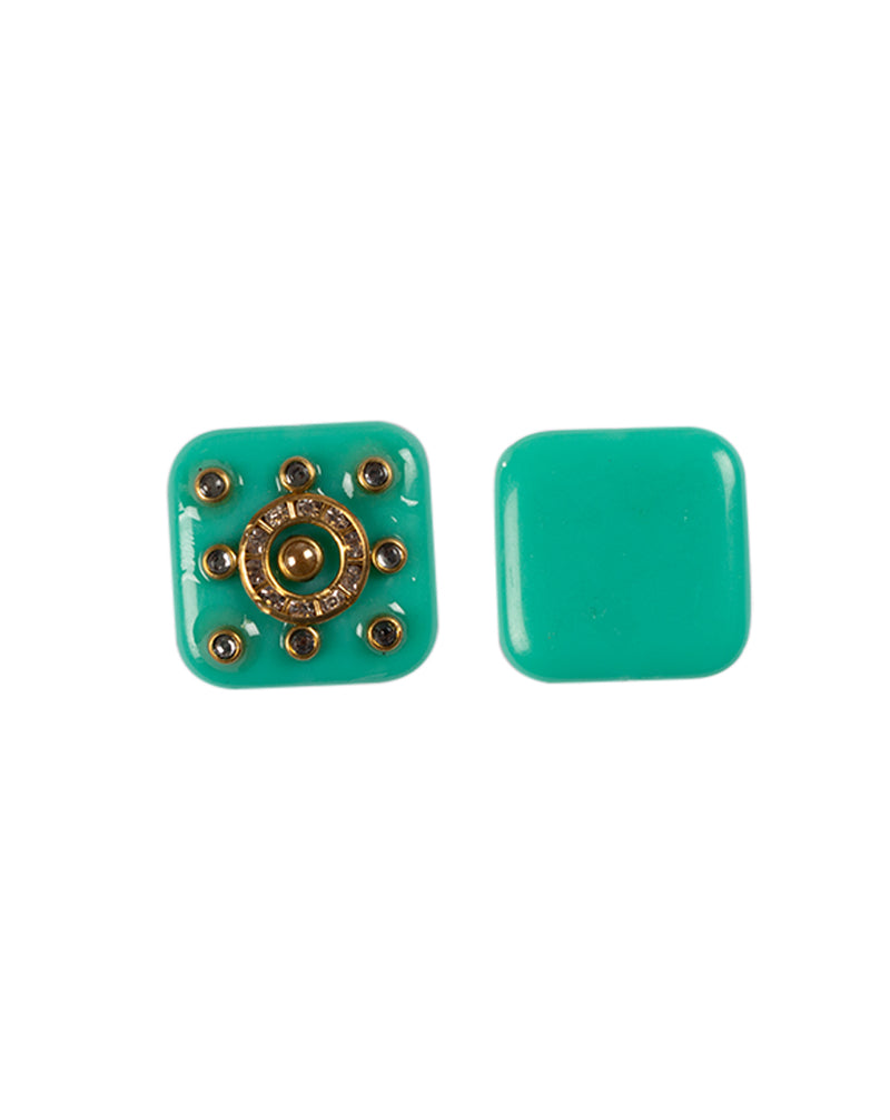 Mint Green Soft Square Designer metal embellished button