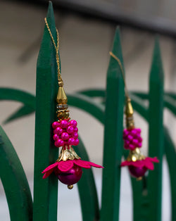 Hanging Designer beads and flower Tassel-Pink