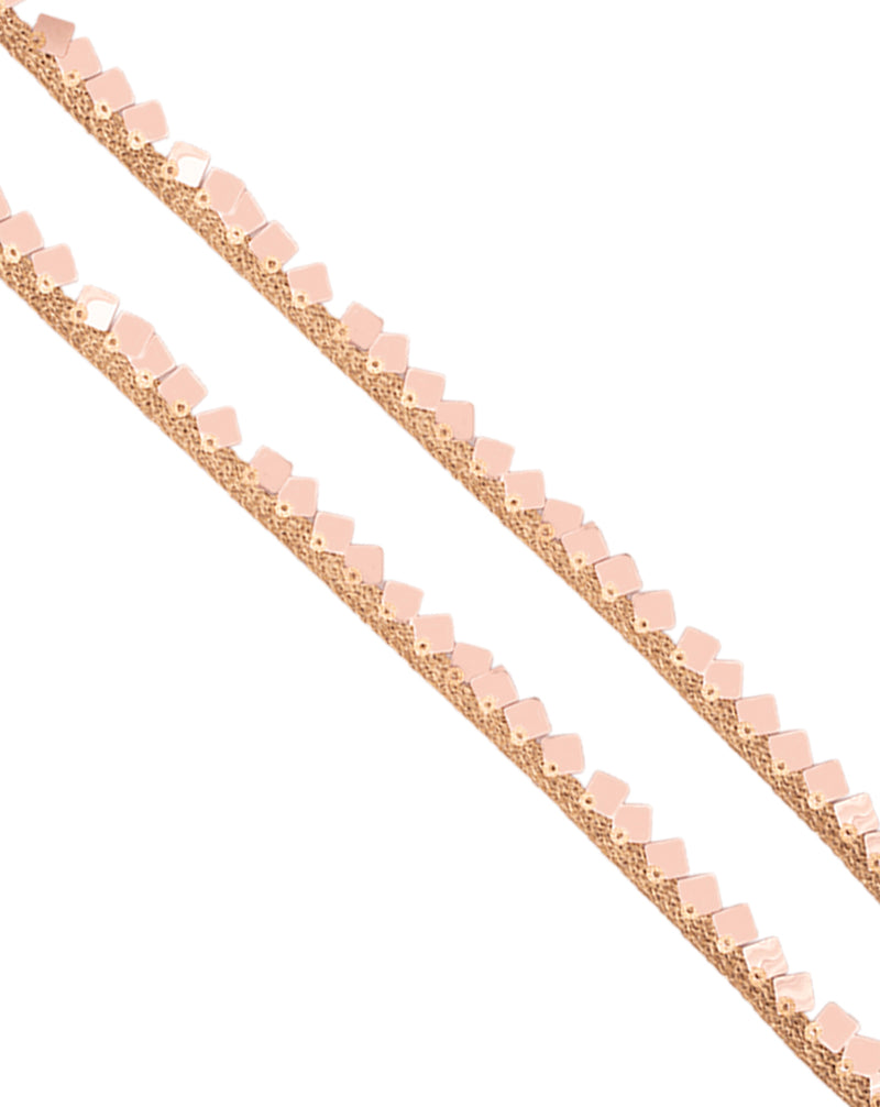 Designer lace with square hanging sequins-Rose Gold