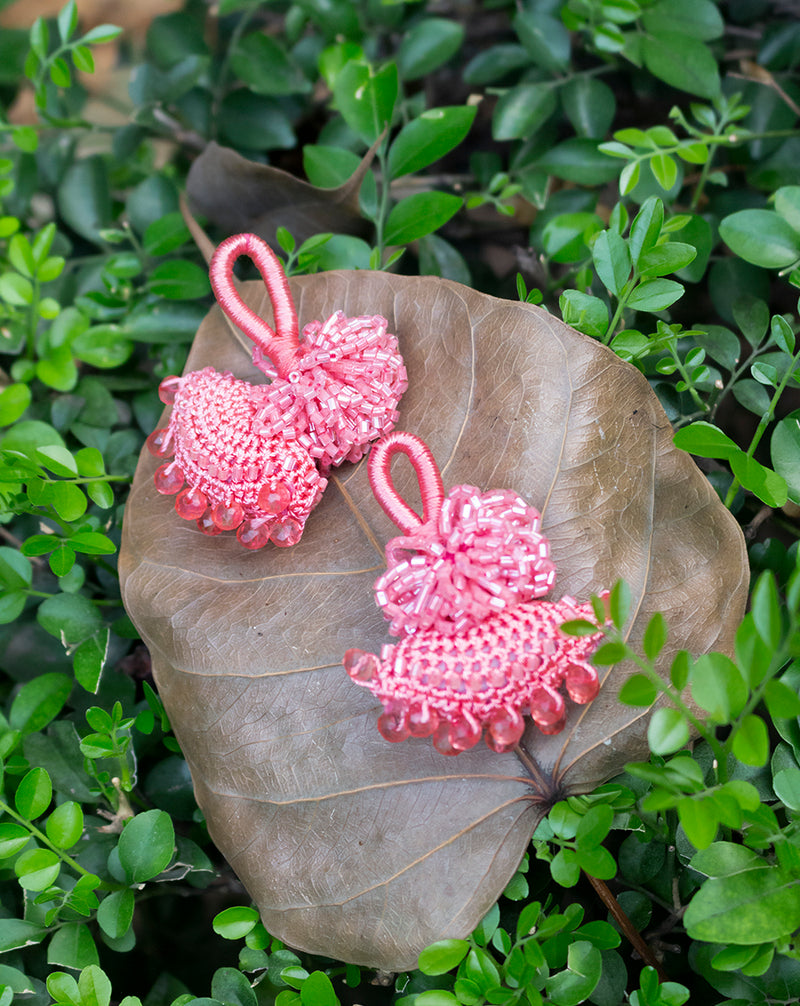 Designer crochet and beads hanging tassel-Pink