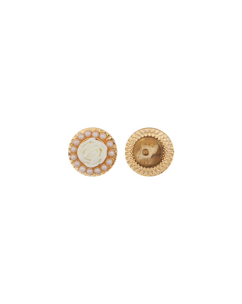 Plastic rose base button-White
