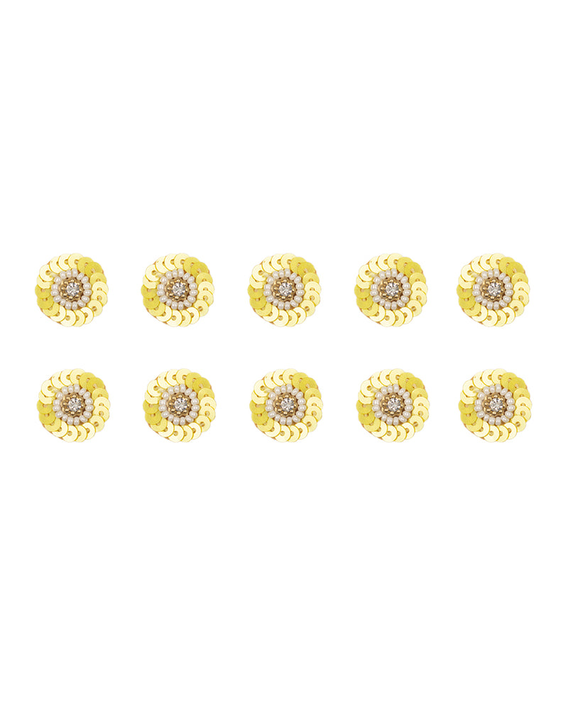 Handmade sequins and pearl flower patch-Yellow