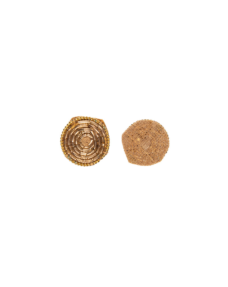 Handmade embroidery patch in golden circle zardosi