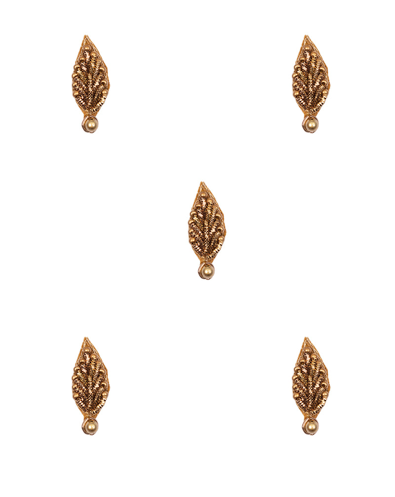 Handmade leaf pearl and dabka patch-Antique Golden
