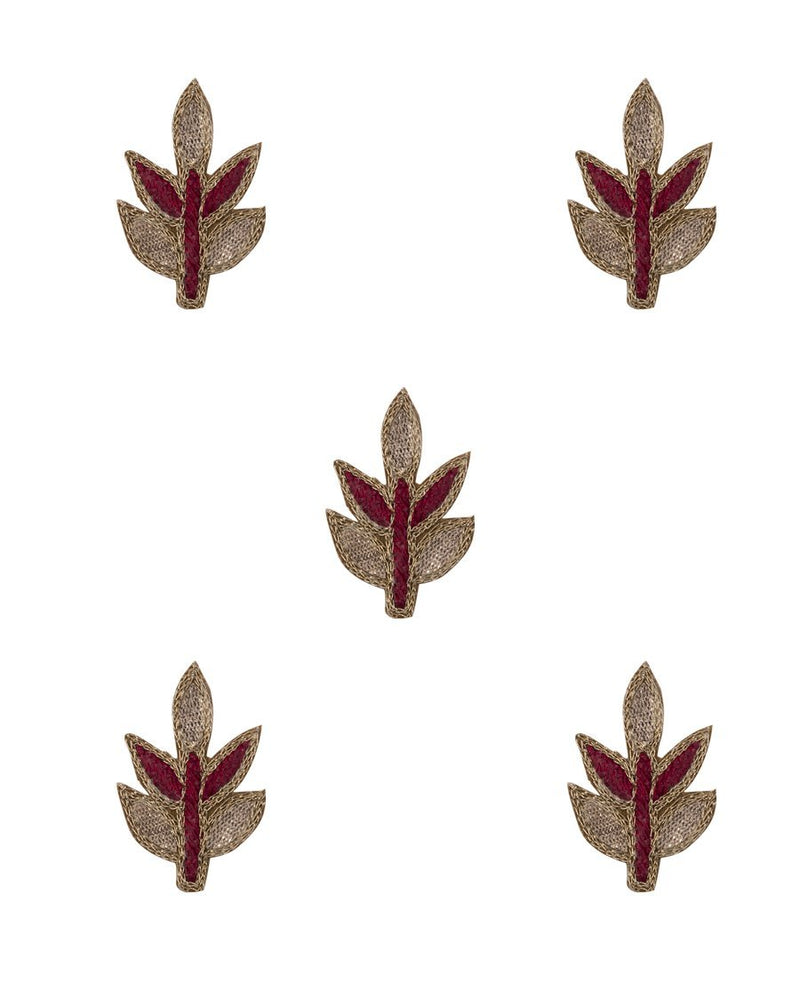Handmade embroidery Leaf Booti-Maroon