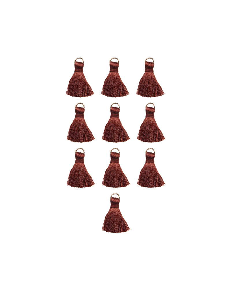 Handmade small thread tassel with rings tassel/ latkan-Brown