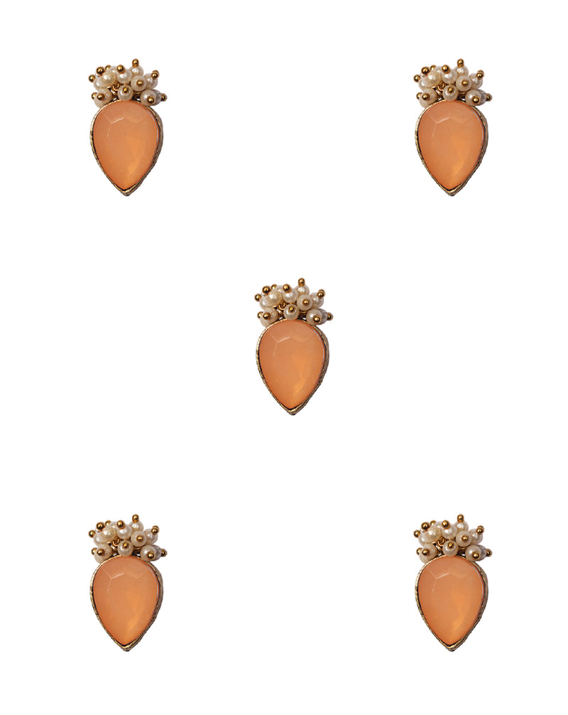 Designer rhinestone and pearl hanging button-Peach