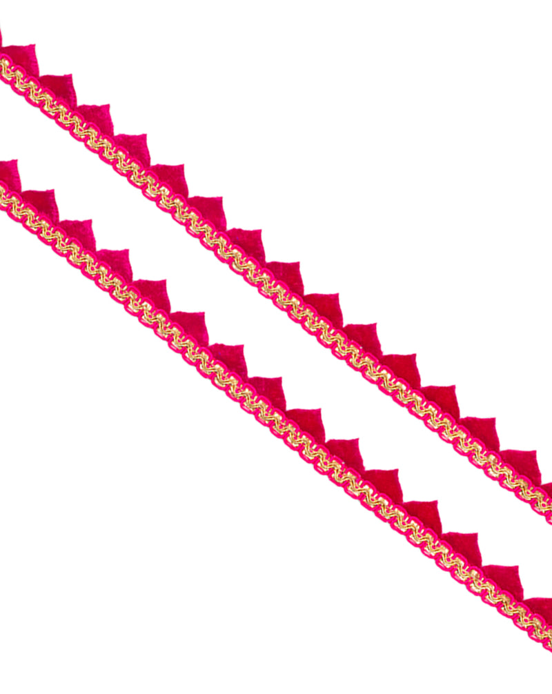 Velvet Paan Scallop Embroidery Lace-Hot Pink