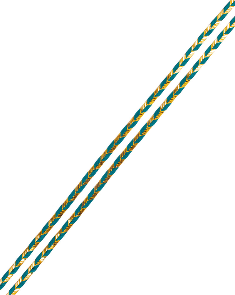 Thin golden Lace-Sea Green