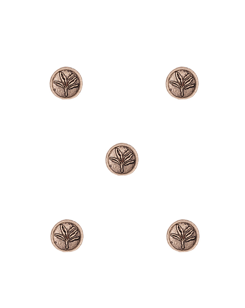 Designer leaf engraved Unisex metal buttons-Silver