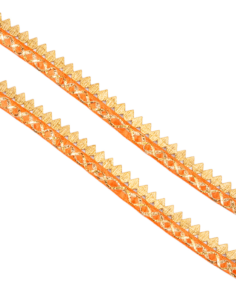 Golden Gota Adjoining Embroidery Lace-Orange