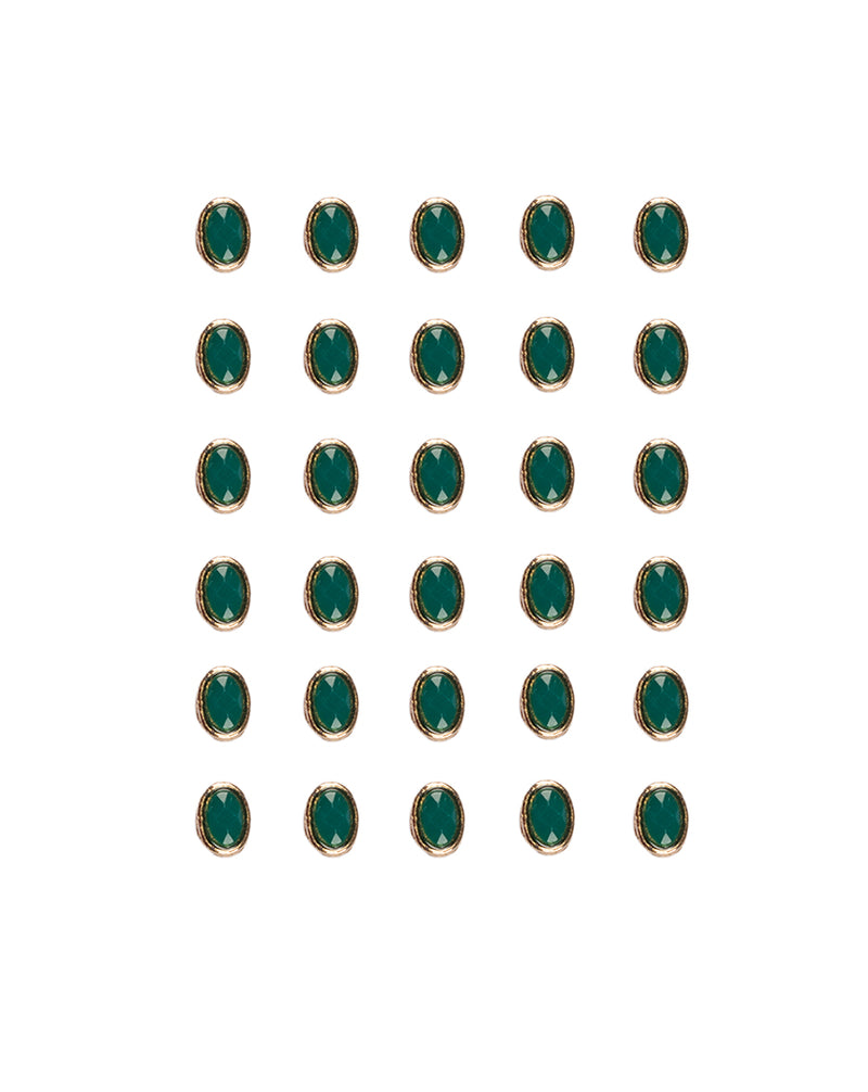 Metal kundan stone for embroidery, crafts and jewellery making-Oval-Green