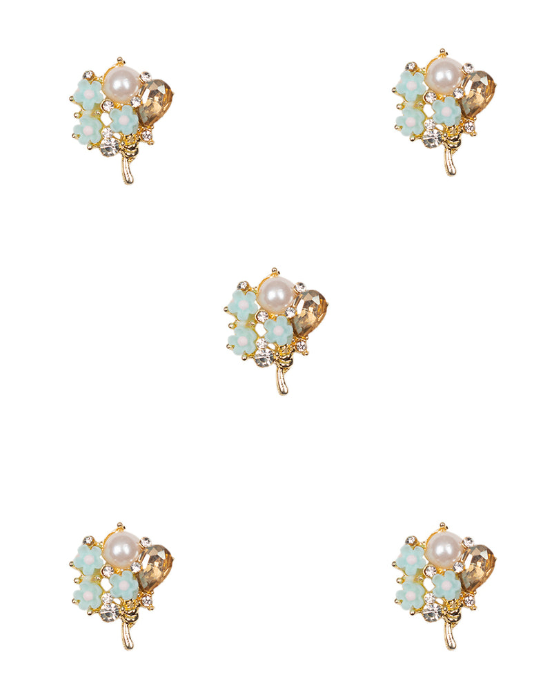 Designer Floral Metal Button-Light Blue