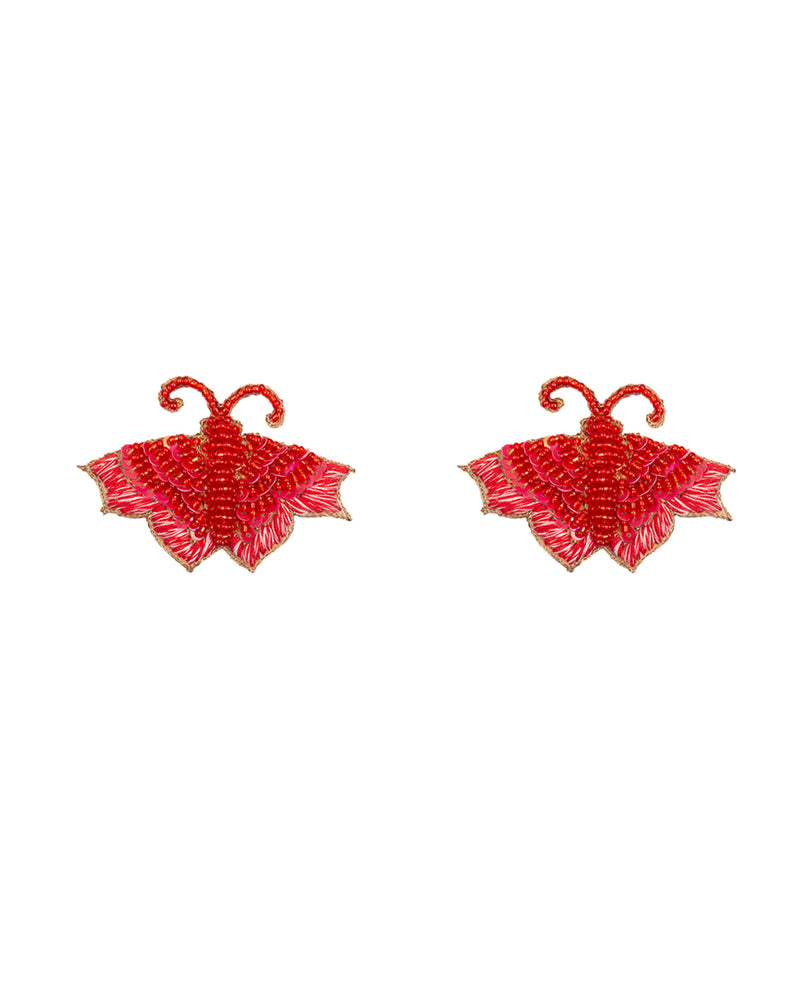 Handmade beads butterfly patch-Red