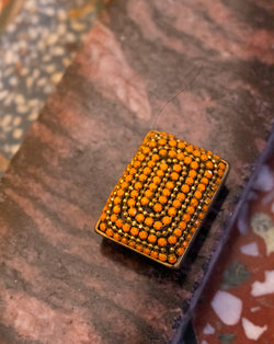 Designer studded metal buttons with embellishments-Orange