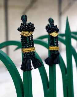 Hanging Designer thread and crystal Tassel-Black