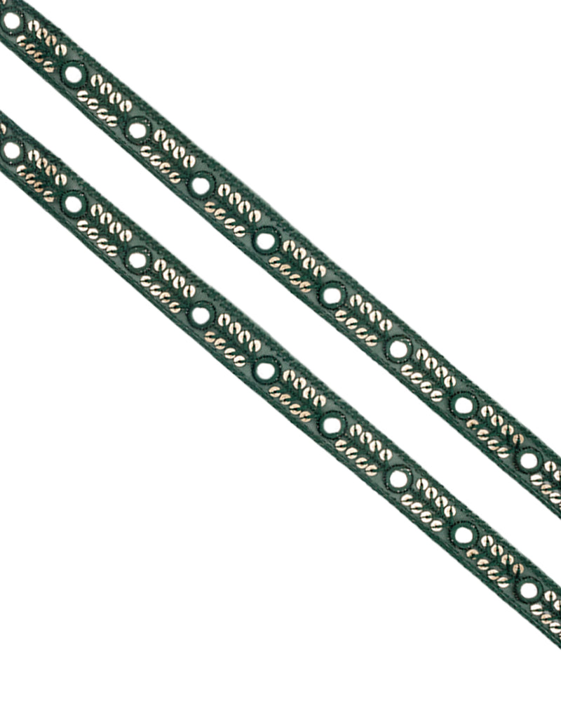 Embroidery Lace with sequins and faux mirror-Olive Green