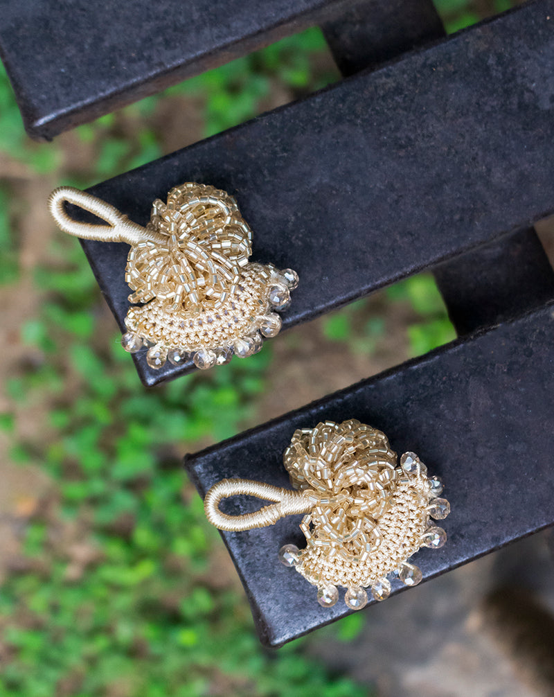 Designer crochet and beads hanging tassel-Golden