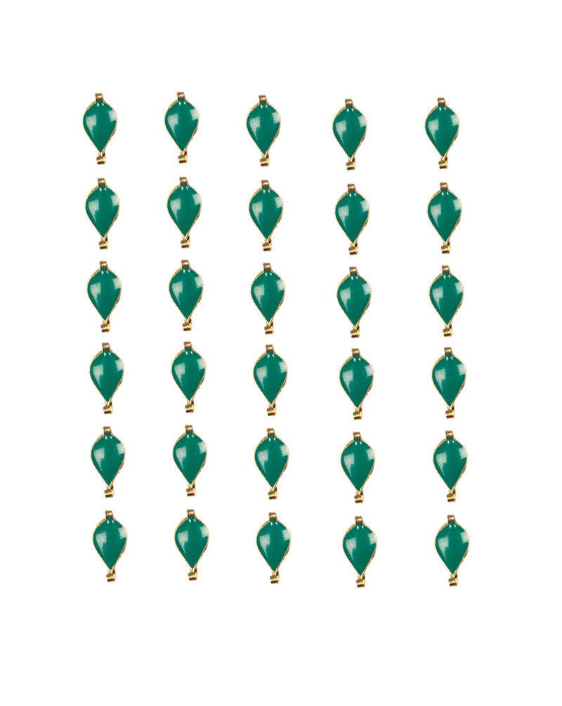 Enamel Fill Metal kundan both side connector stone for embroidery-Green