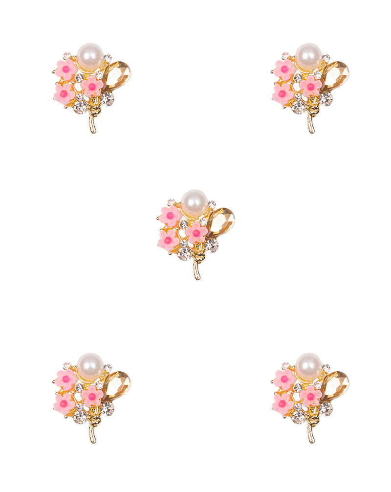 Designer Floral Metal Button-Light Pink