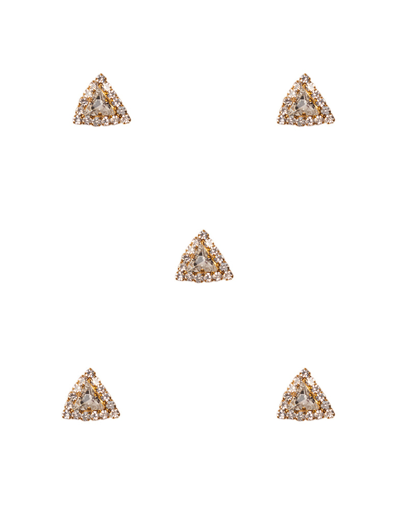 Designer triangle metal button with rhinestone-Silver