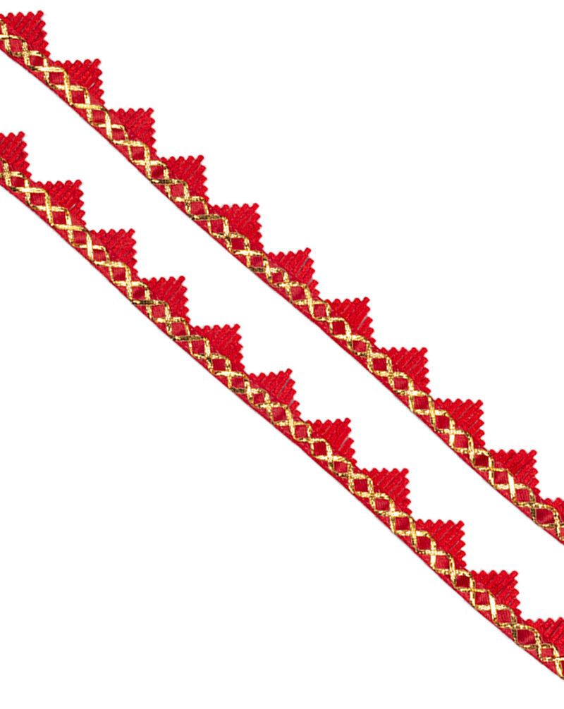 Zig Zag Scallop Embroidery Lace-Red