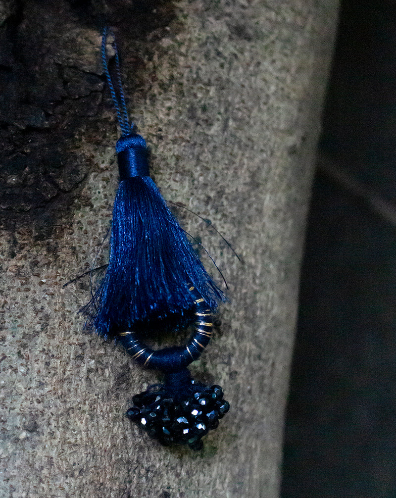 Hanging crystal beads tassel-Dark Blue