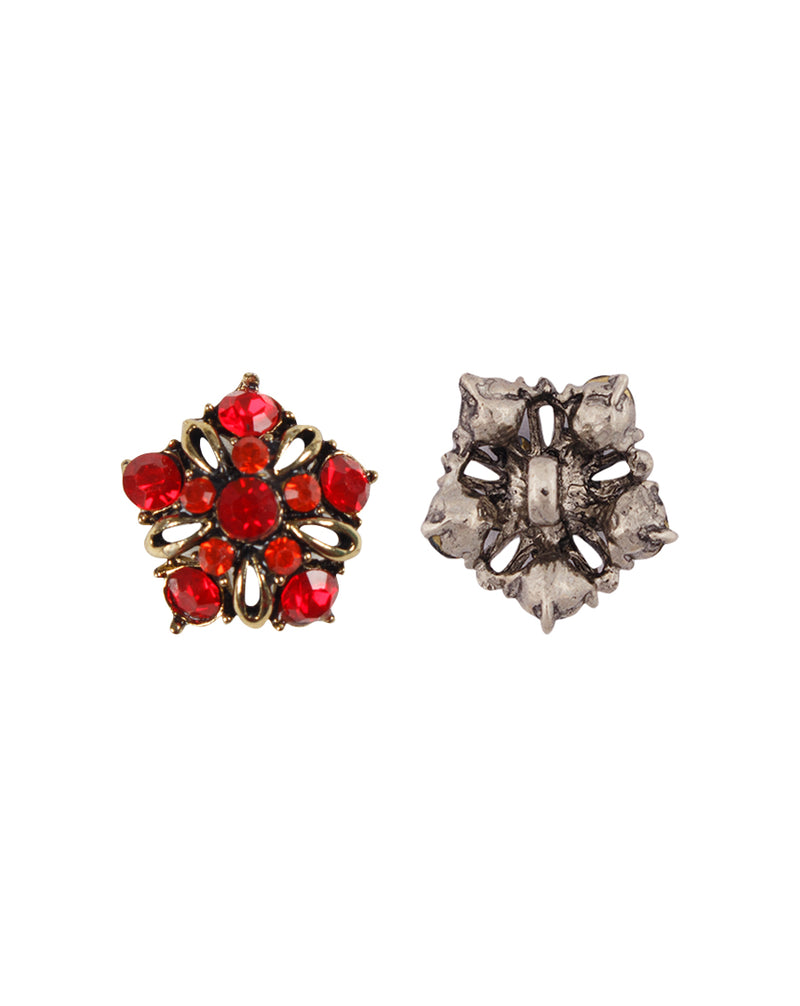 Designer metal buttons decorated with rhinestones-Red