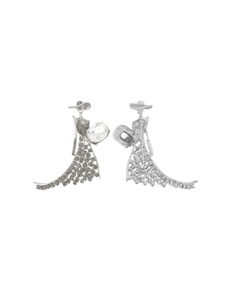 Metal Golden Lady Brooch-Silver