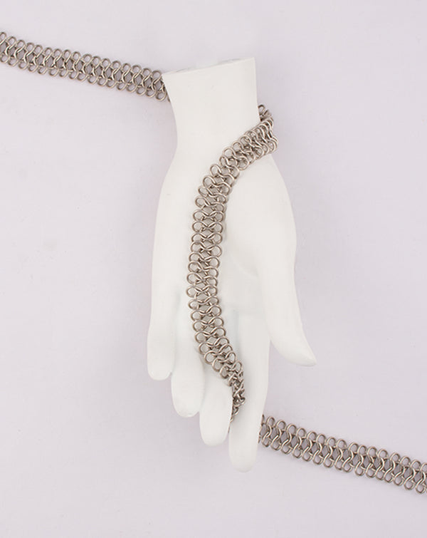 Silver Plated Double Circle Cable Metal Chain