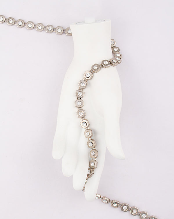 Silver Plated Soft square with rhinestone Metal Chain