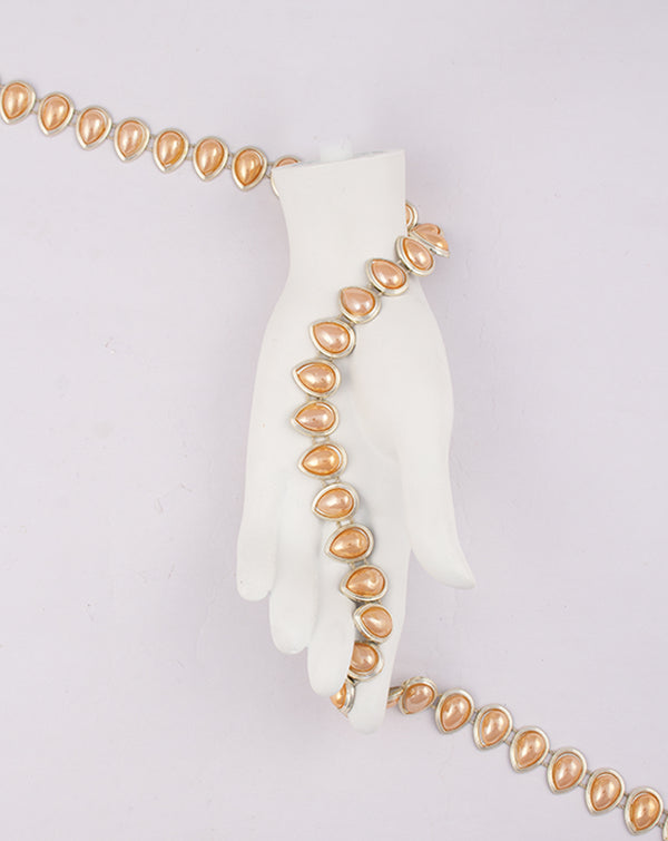 Water Gold Plated Leaf shaped orange stones Plastic base Chain