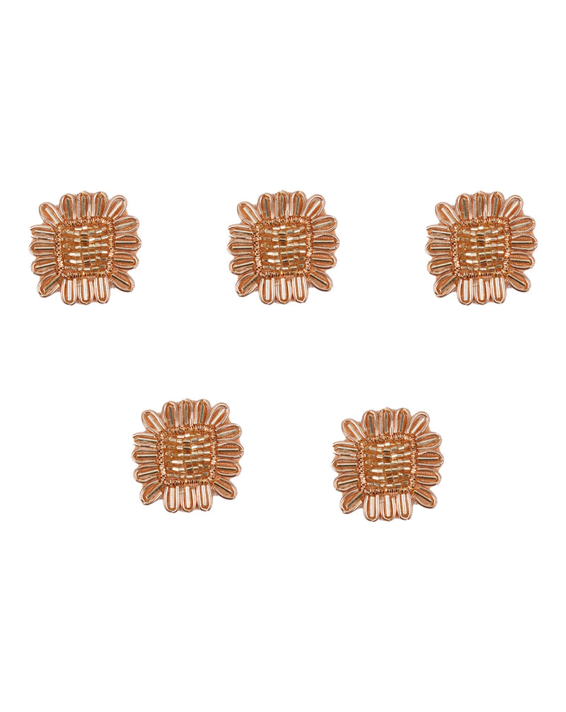 Handmade Bugle bead Embellished Patches-Rose Gold