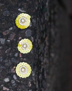 Handmade sequins and pearl flower patch-Yellow