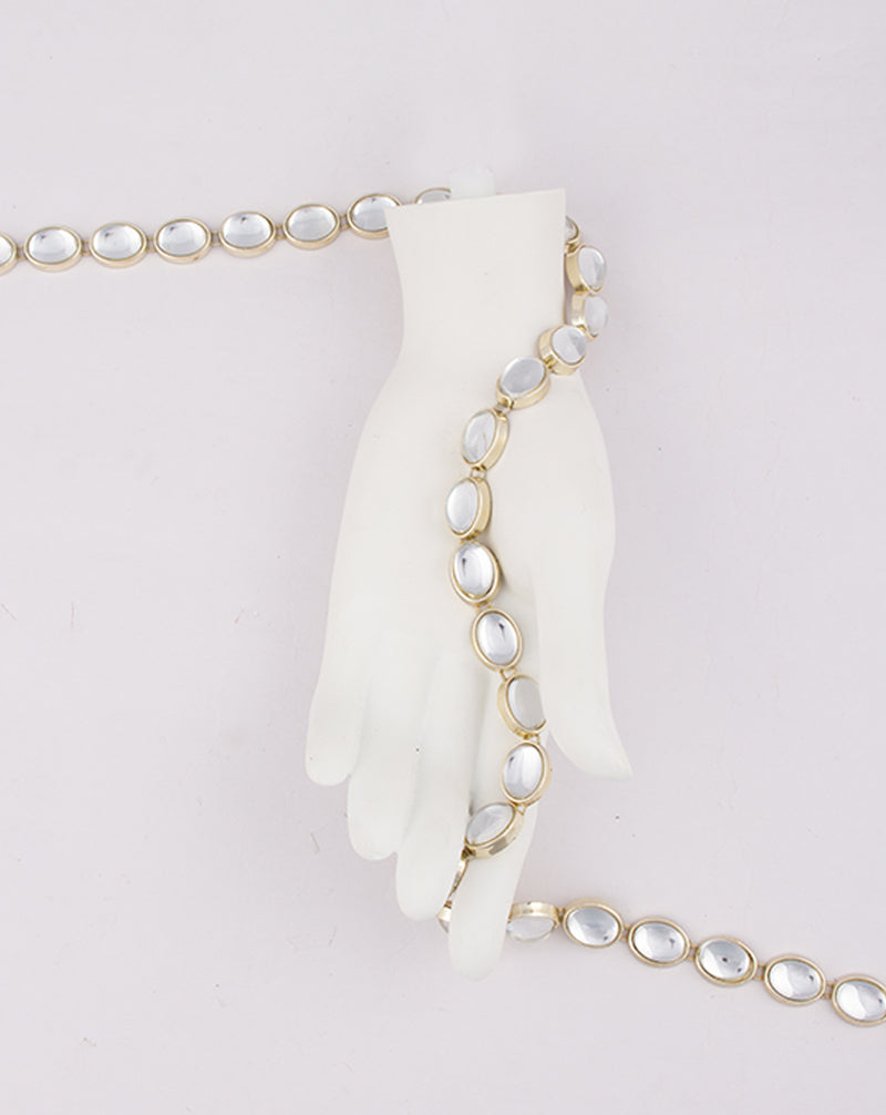 Water Gold Plated White Oval Stones Plastic base Chain