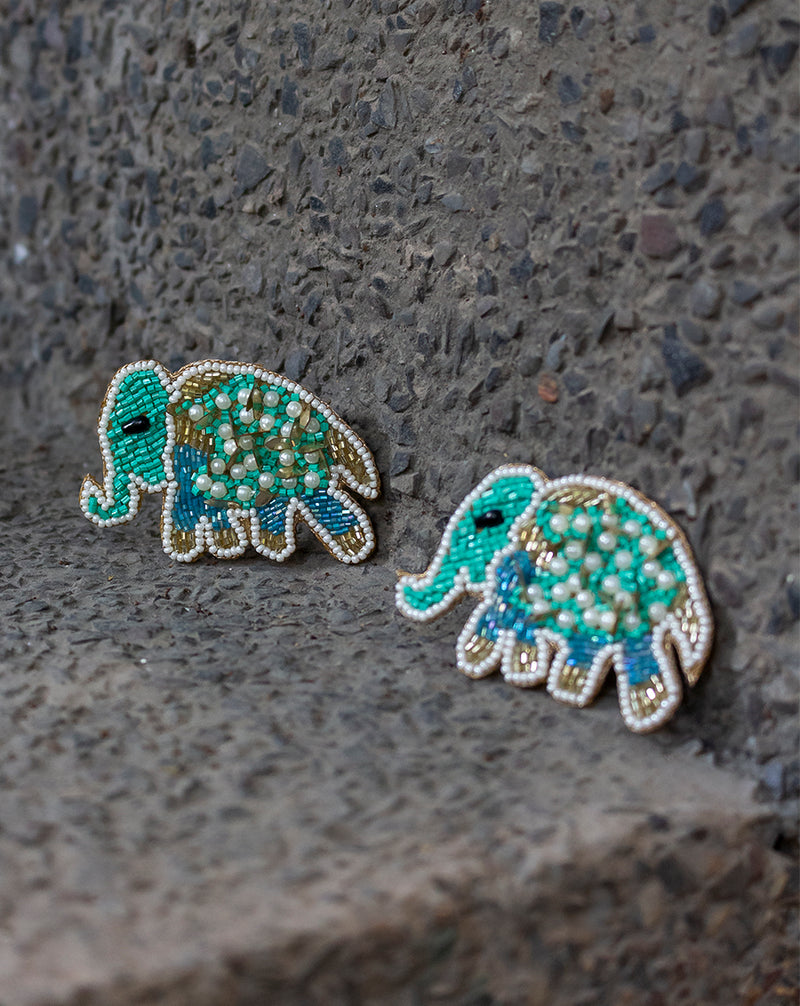 Embellished Elephant Patch-Mint Green