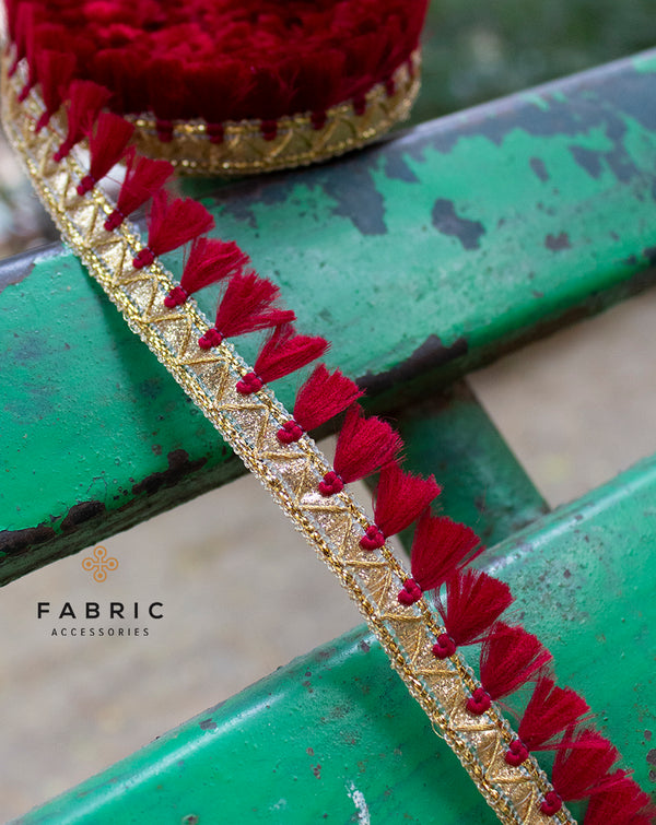 Thin fringing lace-Maroon