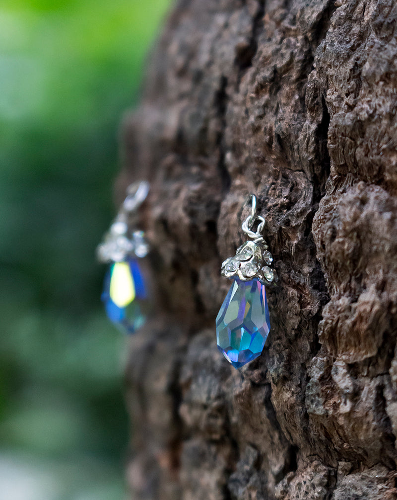 Designer preciosa crystal drop hanging button-Blue