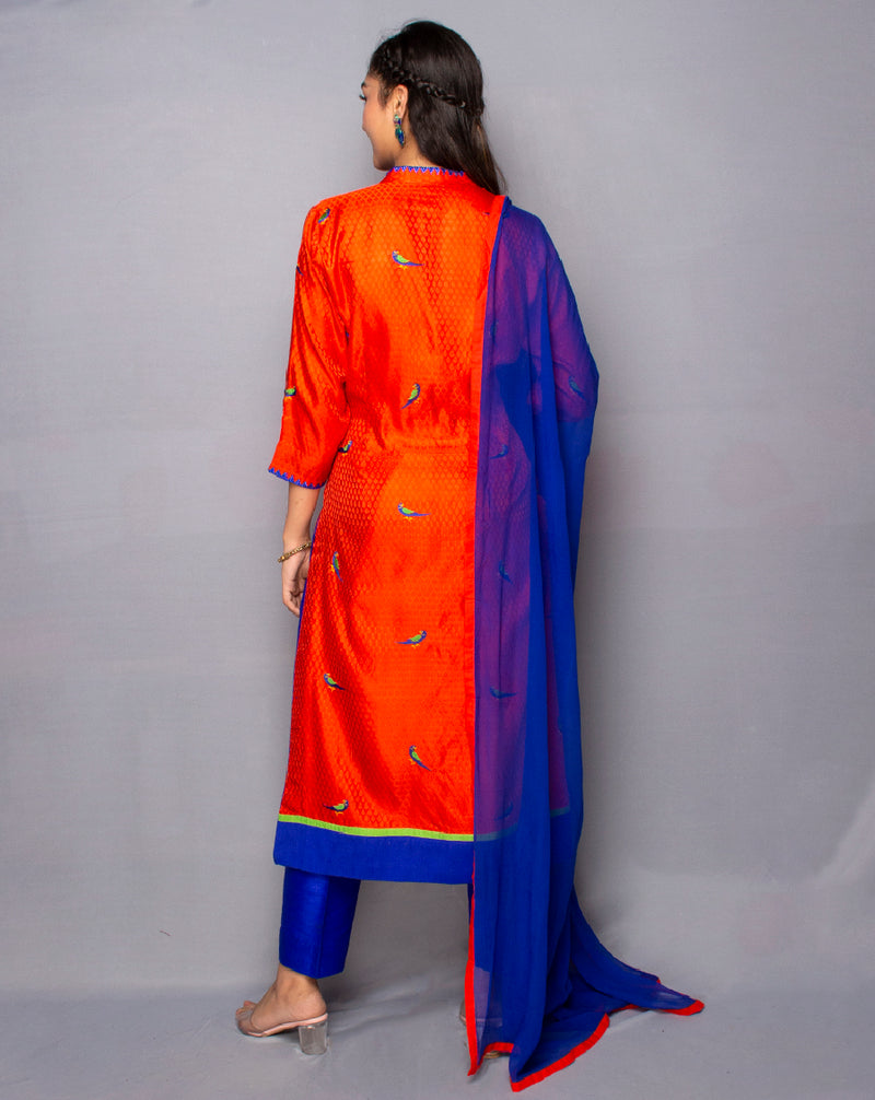 Silk Orange Parrot Suit
