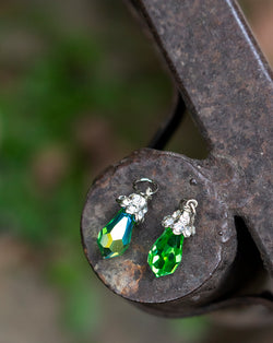 Designer preciosa crystal drop hanging button-Green